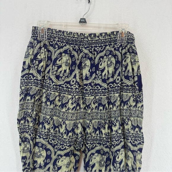 Indian Elephant Harem Boho Flowy Pants Woman’s Medium Blue - Picture 8 of 10